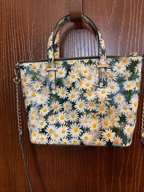 Kate Spade Floral Daisy Print Handbag in White & Green EUC